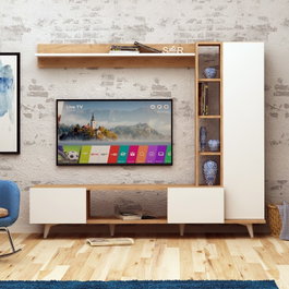 Hanah Home Mueble de TV Rambuty Roble y Blanco